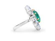 Green Emerald and Aquamarine Ring