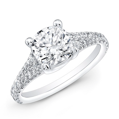 Cushion Shape Pave Diamond Engagement Ring