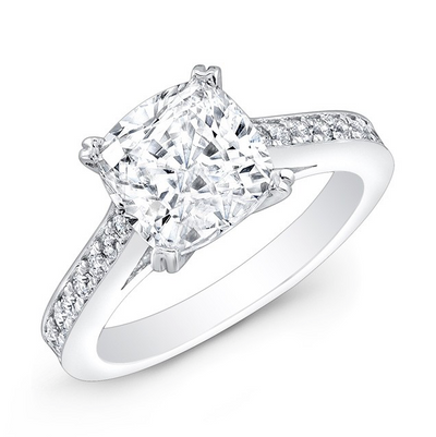 Cushion Shape Pave Diamond Engagement Ring