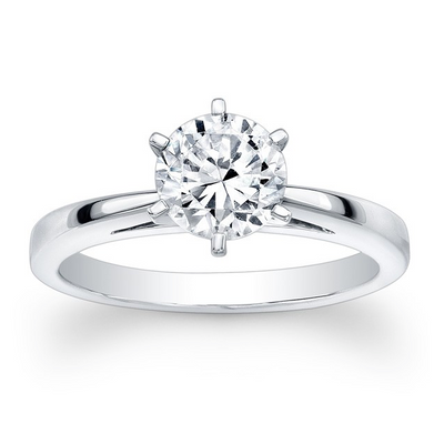 Tapered Cathedral Solitaire Engagement Ring