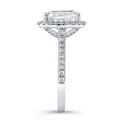 Emerald Cut Diamond Halo Cathedral Style Engagement Ring