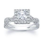 Princess Diamond Halo with Criss-Crossed Split Shank Engagement Ring