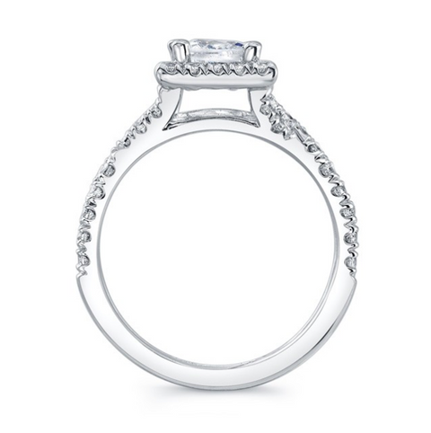 Princess Diamond Halo with Criss-Crossed Split Shank Engagement Ring