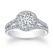 Round Diamond Halo Split Shank Engagement Ring