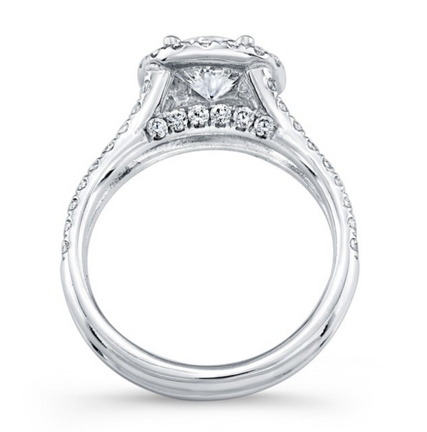 Round Diamond Halo Split Shank Engagement Ring