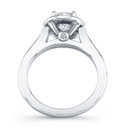 Round Diamond Halo Pave Engagement Ring with Diamond Accent on Profile