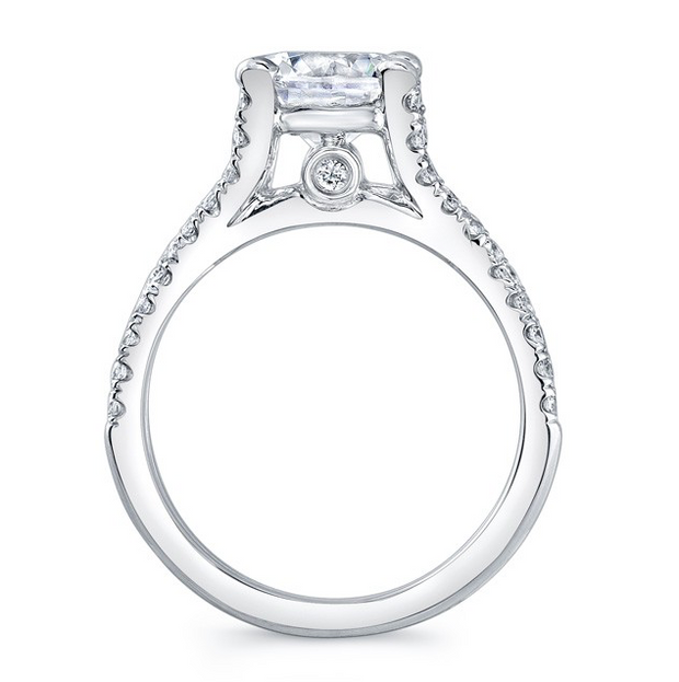 Round Diamond Criss-Crossed Split Shank Engagement Ring