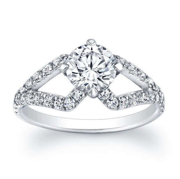 Cut-Out Split Shank Diamond Engagement Ring