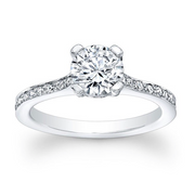 Diamond Accented Head and Single Row Diamond Engagement Ring