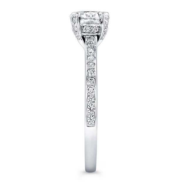 Diamond Accented Head and Single Row Diamond Engagement Ring