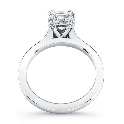 Diamond Accented Head and Single Row Diamond Engagement Ring