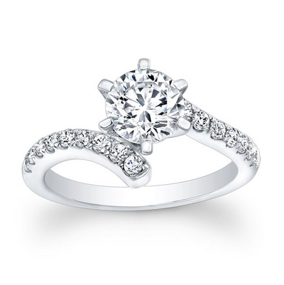 Curved Diamond Engagement Ring