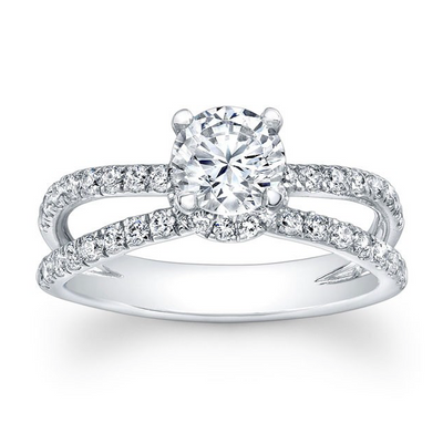 Diamond Head Accented Wide Split Shank Engagement Ring