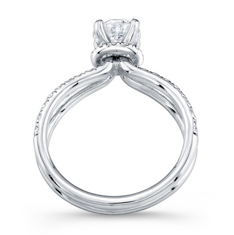 Diamond Head Accented Wide Split Shank Engagement Ring