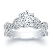 6-Prong Criss-Crossed Split Shank Cathedral Style Engagement Ring