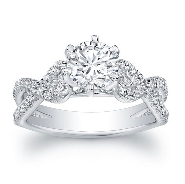6-Prong Criss-Crossed Split Shank Cathedral Style Engagement Ring