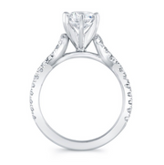6-Prong Criss-Crossed Split Shank Cathedral Style Engagement Ring