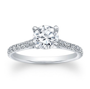 Diamond Cathedral-Style Engagement Ring with Diamond Accent on Profile