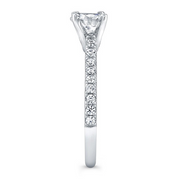 Diamond Cathedral-Style Engagement Ring with Diamond Accent on Profile