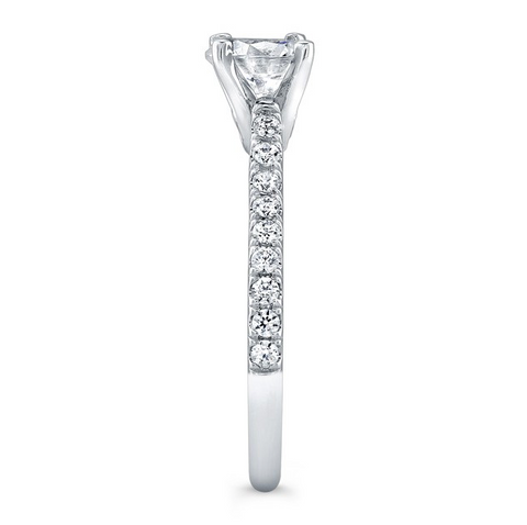 Diamond Cathedral-Style Engagement Ring with Diamond Accent on Profile