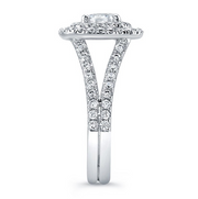 Double Halo Split Shank Diamond Engagement Ring