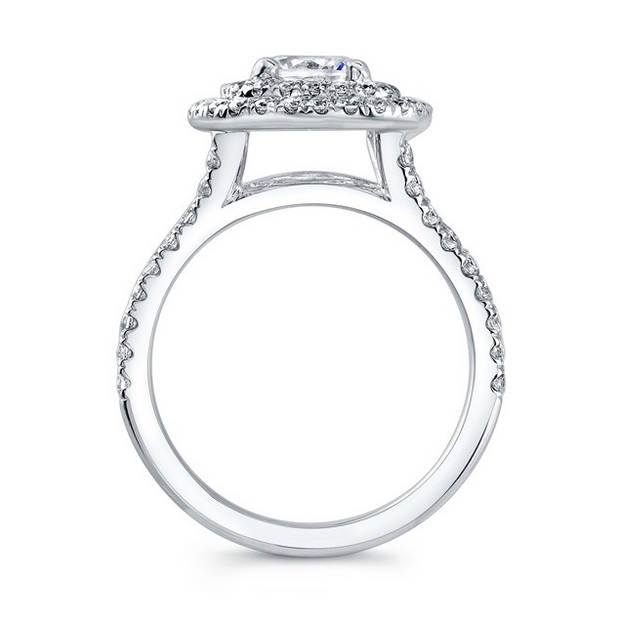 Double Halo Split Shank Diamond Engagement Ring