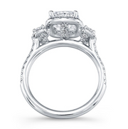 Three-Stone Triple Halo Diamond Engagement Ring