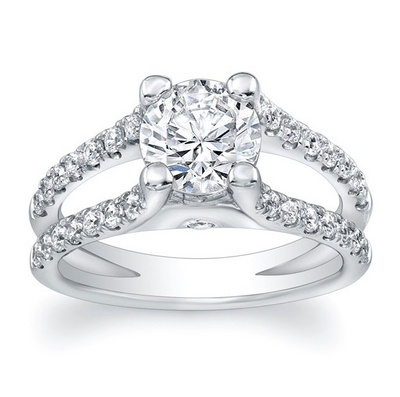 Wide Split Shank Diamond Engagement Ring