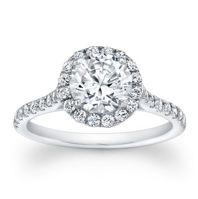 Round Diamond Halo Engagement Ring with Detailed Undercarriage