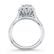 Round Diamond Halo Engagement Ring with Detailed Undercarriage