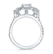 Three-Stone Triple Halo Diamond Engagement Ring