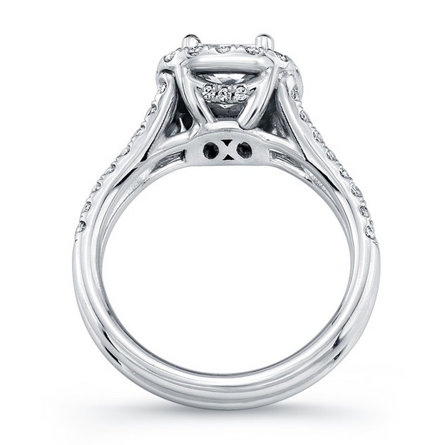 Cushion Diamond Halo Split Shank Engagement Ring