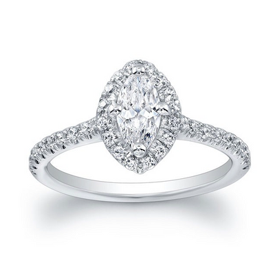 Marquise Diamond Halo Engagement Ring