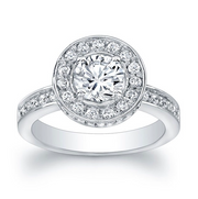Round Diamond Pave Halo Engagement Ring