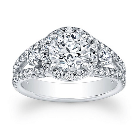 Three-Stone Round Split Shank Diamond Engagement Ring