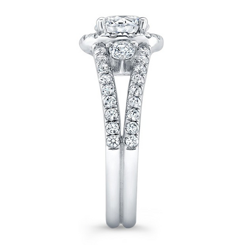Three-Stone Round Split Shank Diamond Engagement Ring