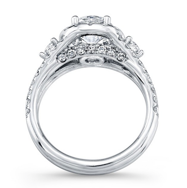 Three-Stone Round Split Shank Diamond Engagement Ring