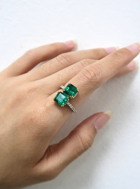 Emerald Cut Bypass Ring