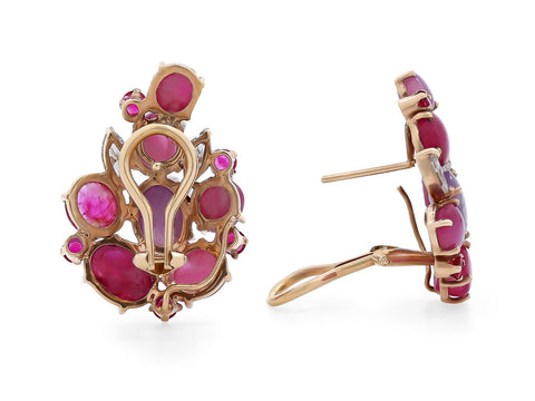 Cabochon & Star Ruby Earrings