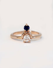 Round Cut Diamond Ring with Sapphire