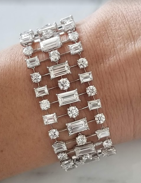 Baguette and round diamond bracelet hotsell